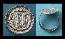 Ring, Lombardic Intitial, Silver, ca. 11th-15th Cent. Wow!